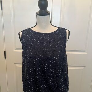 Navy Blue Polka Dot Women's Top